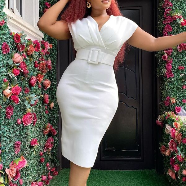 

plus size dresses size women formal solid sleeveless belt elegant office lady luxury cloth fall female large outerwear 230410, Black