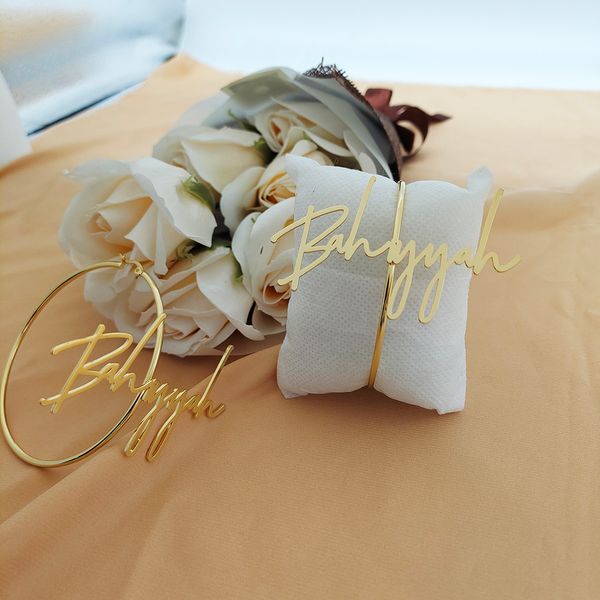 

hoop huggie 40mm100mm custom hoop earrings customize name earrings hoop earring personality earrings with statement words hiphop 230411, Golden;silver