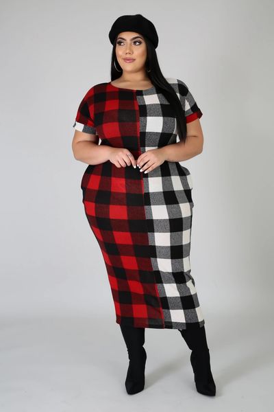 

plus size dresses size elegant for chubby women plaid party fall patchwork robe female luxury designer gown fashion outfit 230410, Black