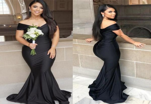 

black mermaid bridesmaid dresses off shoulder v neck pleats long guest party evening gowns prom dress2829154