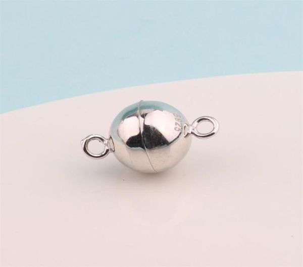 

100 925 sterling silver ball shape magnetic clasp converter 6mm 8mm bracelet necklace jewelry making accessories whole 1031 t6609387