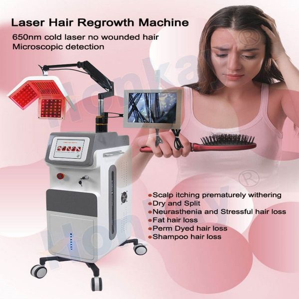 

non-invasive hair loss treatment products diode laser hair regrowth machine bio stimulate 650nm red pbiomodulation light therapy device for, Black