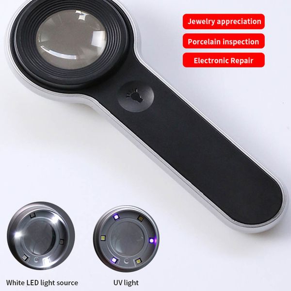 

magnifying glasses 60x handheld magnifying glass usb c rechargeable 6 led light reading 30mm lens high magnification circuits jewellery jade