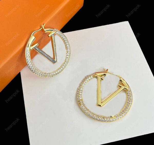 

hoop earrings designer diamond earrings size 4cm studs earring 925 silver for women lovers gift luxury jewelry new 222475869, Golden;silver