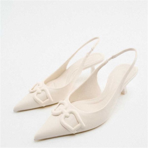 

new sandals women pumps slingback pointe high heels office shoes woman spring summer ladies medium wedding bride 230406, Black