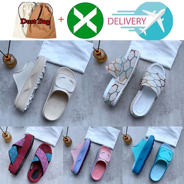 

fashion sandles womens slipper designer thick bottomed platform flops cloth leather latex slides resin light blue pink white beach sandal wo, Black