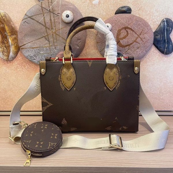 

2023 fashion onthego women luxurys designers bags genuine leather handbags messenger crossbody shoulder bag totes wallet shopping bag 7a