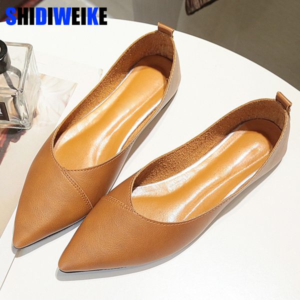 

dance shoes spring black soft pu leather shoes women larger sizes 40 ballet flats pointed toe shallow mouth slip-on ladies loafer n600 23041