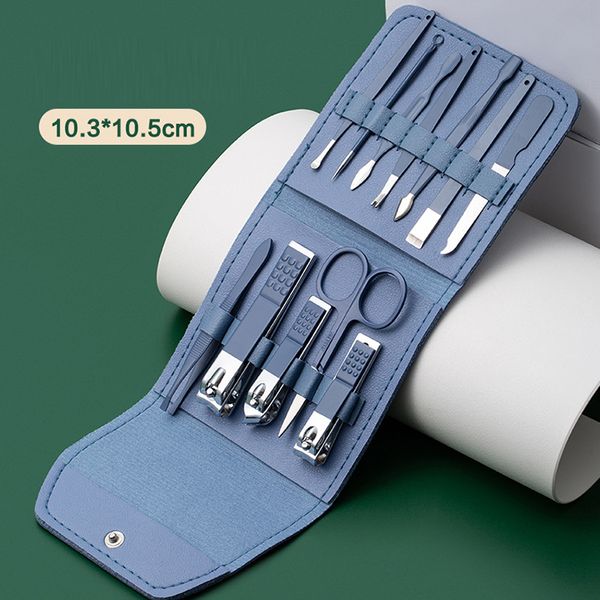 

pu bag packaging 1 set of 12pcs portable manicure nail clipper kit with nail file mini scissors tweezer curette ear pick