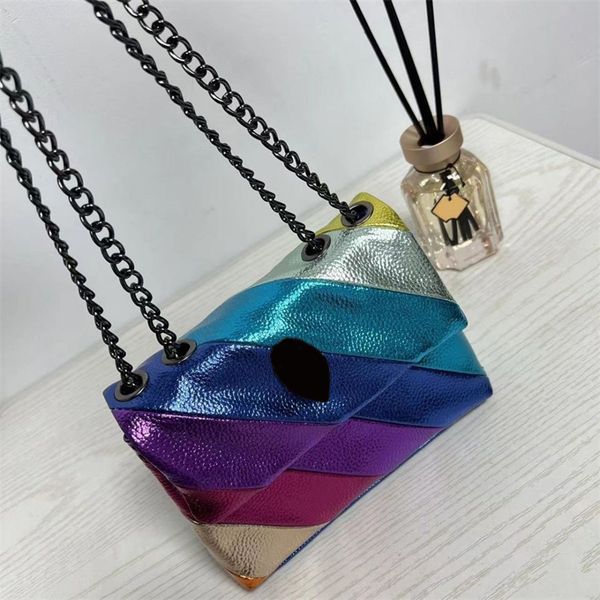 

crystal london designer handbag women man bag diagonal leather heart eagle head rainbow zipper sewn stripe iced out crossbody sac black fash