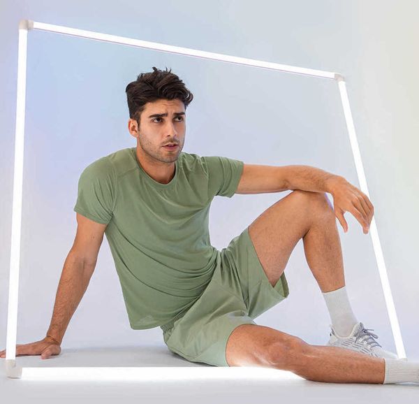 

yoga outfit lulu running shirts compression sports tights fitness gym soccer man jersey sportswear quick dry sport ts- lululemens, Gray