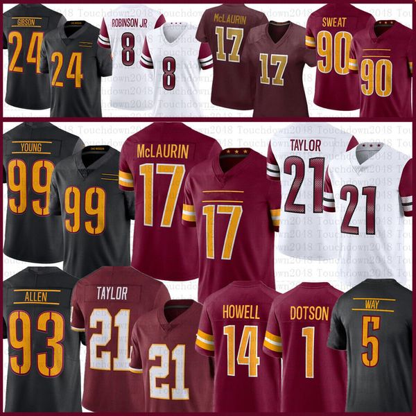 

terry mclaurin chase young sam howell custom football jersey jahan dotson jonathan allen washingtons tress way commanders montez sweat brian, Black;red