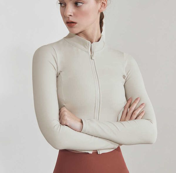 

yoga jacket new women sports fitness running yoga clothes short zipper stand collar jackets