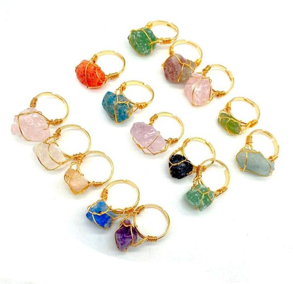 

irregular natural crystal stone adjustable band rings for women girl fashion party club gold plated fashion jewelry4658918, Golden;silver