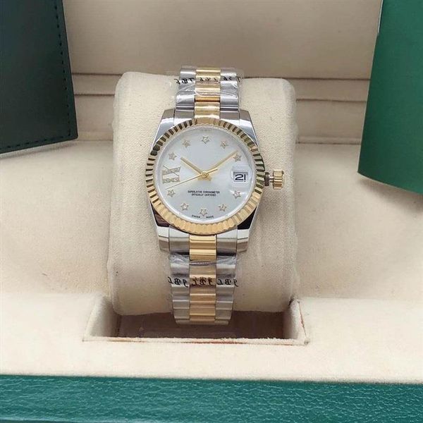 

31mm five-pointed star diamond dial mechanical automatic ladies watch 2813 movement 316l stainless steel band fashion watches227t, Slivery;brown