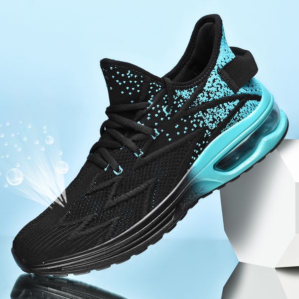 

air cushion mens sneakers 2023 new breathable lightweight sports running shoes big size 47 48 comfortable men shoes, Black