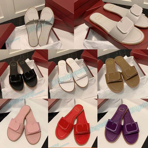

with box valentinoly''designer vt sandal designer shoe comfort luxury slipper women v signature sandal grainy cowhide accessory su, Black
