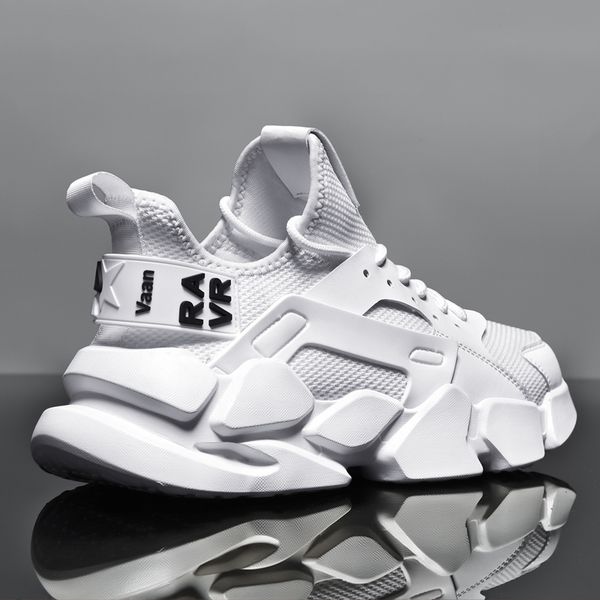 

new chunky mens sneakers white street trend men shoes breathable outdoor jogging sports running shoes big size 45 46, Black