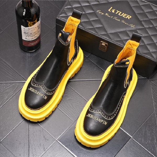 

spring autumn new embroidery chelsea boots for men black green boots platform shoes fashion ankle boots winter slip on men shoes d2h18