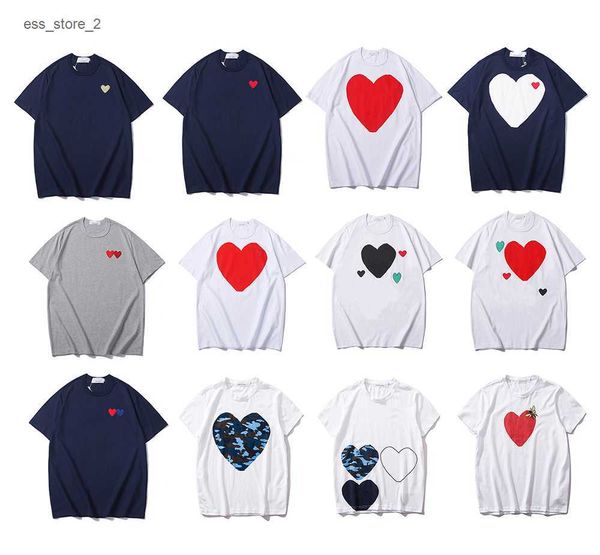 

2023 play mens t-shirts fashion designer red heart shirt casual cotton embroidery short sleeve summer 4bd9, White;black