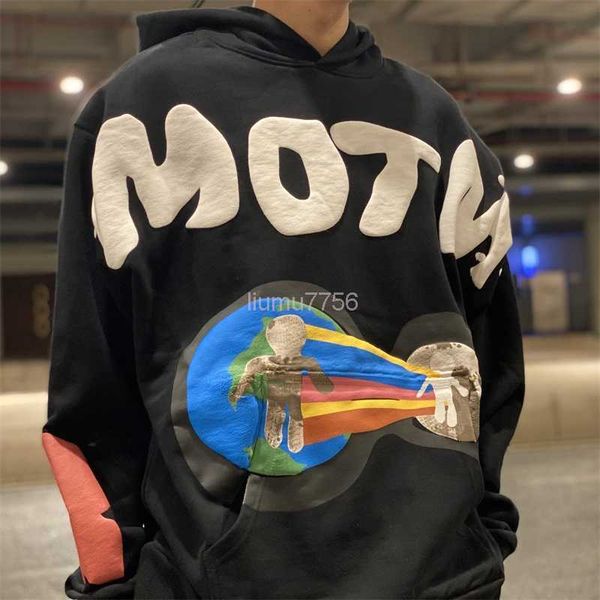 

cpfm motm foam print hooded warm fleece hoodie men's hoodies sweatshirts hoody man woman oversized plus size sweatshirt fashion hooded, Black