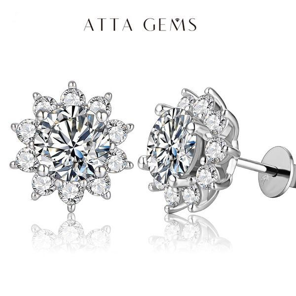 

stud snowflake stud earrings 925 sterling silver jewelry 6.5mm 1.0 carat diamond earrings for women wedding gift 230410, Golden;silver