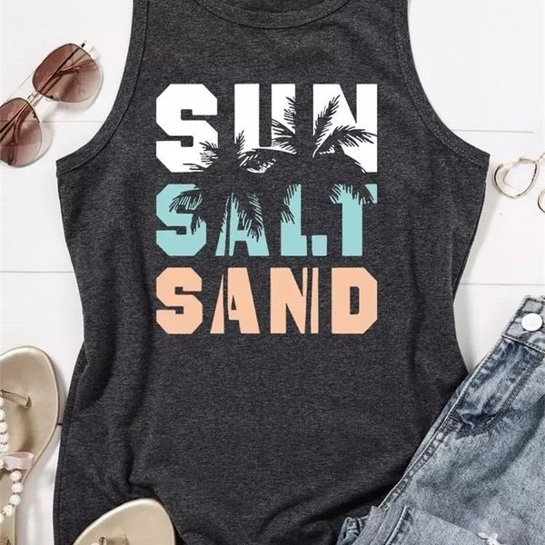 

camisoles tanks beach tank summer graphic sleeveless t shirt cute country vacation workout cami sun salt sand coconut tree 2023 230410, Black;white