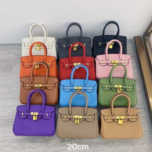 

family h leather birkins 7a bag designer 20cm mini fashion lychee pattern gold button classic premium feel one shoulder oblique straddle han