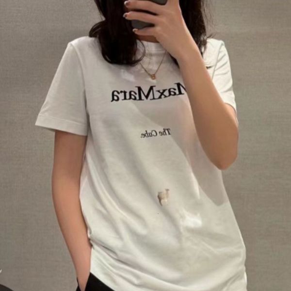 

women's tshirt alphabet camel bronzing print women cotton tshirts loose oneck tee short sleeve female casual tshirt summer 230411, White