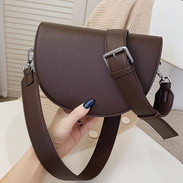 

evening bags retro solid color saddle leather shoulder for women 2023 simple ladies crossbody designer handbags 230411