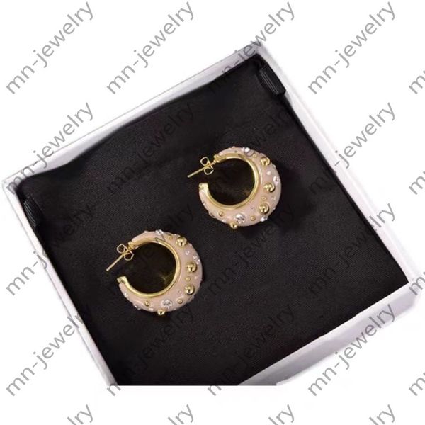 

new water drill round collar stud earrings. ms. personal temperament designer earrings jewelry, Golden;silver