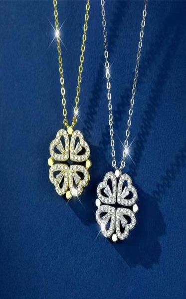 

2022 new fashion clover designer pendant necklaces for women crystal magnet heart stainless steel choker silver gold wedding party9781283