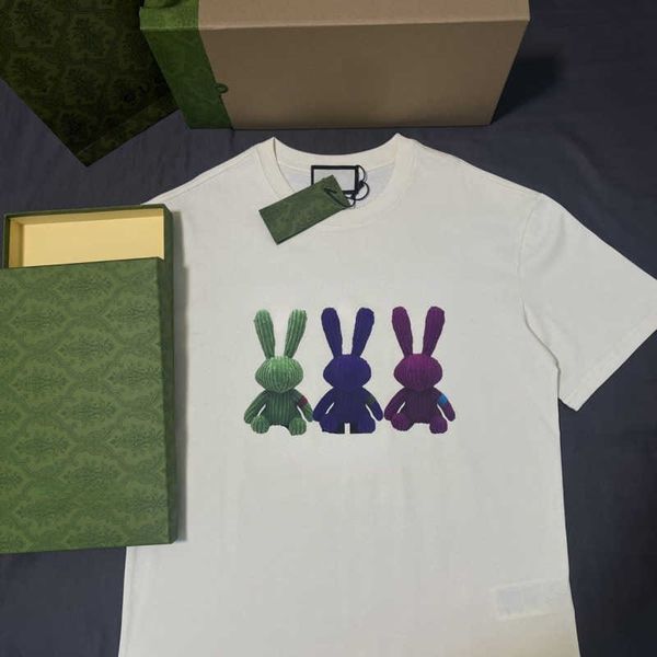 

luxury custom short sleeve tshirt rabbit letter print pullover tee designer t shirt men women pure cotton sweatshirt summer casual top, White;black