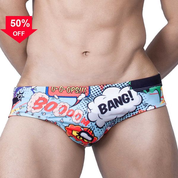 

en's swimwear cartoon gay men swimsuit bikini swim briefs low waist mens swimming suit summer beach surfing wear shorts for mans to 2xl