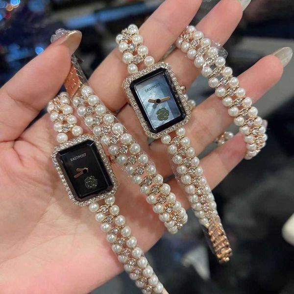 

small fragrant wind light luxury pearl bracelet double layer small crowd watch women's small exquisite and feeling women's watch 6, Slivery;golden