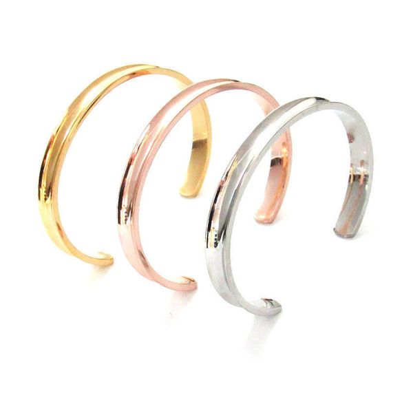 

bangle fashion new stainless steel hair band bracelet c-shaped open arc groove rubber band titanium steel bracelet w0410, Black