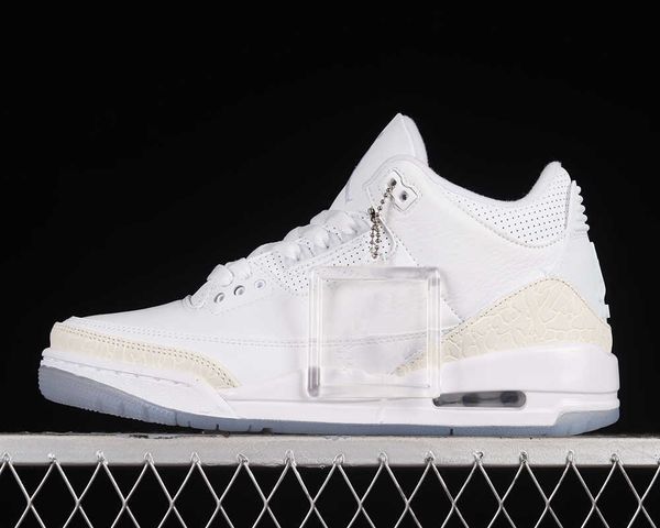 

jumpman 3 triple white basketball shoes 3s white outdoor sports sneakers with box
