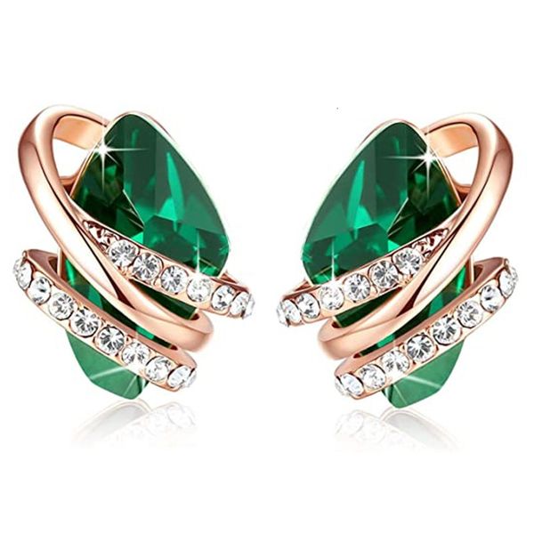 

stud huitan unique geometric bluegreenwhite cubic zirconia stud earrings for women engagement wedding party fashion earring jewelry 230410, Golden;silver