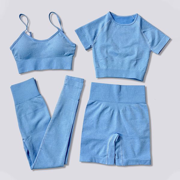 

yoga outfit seamless women set workout shirts sport pants bra gym suits fitness shorts crop high waist running leggings sports sets 230411