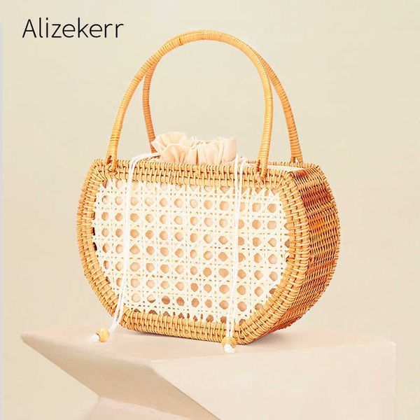 

evening bag women round vintage straw handbag 2022 summer handmade nature woven