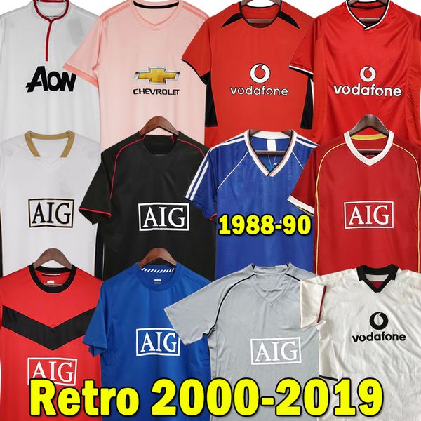 

mans soccer jerseys retro 2000 02 03 04 06 07 08 09 2010 12 13 18 19 football uniforms giggs cantona keane solskjaer beckham scholes shering, Black;yellow