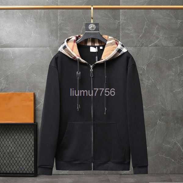 

men's hoodies sweatshirts 22fw designer luxury mens hooded sweater british classic check hoodie comfortable and warm jackets pure cot e, Black