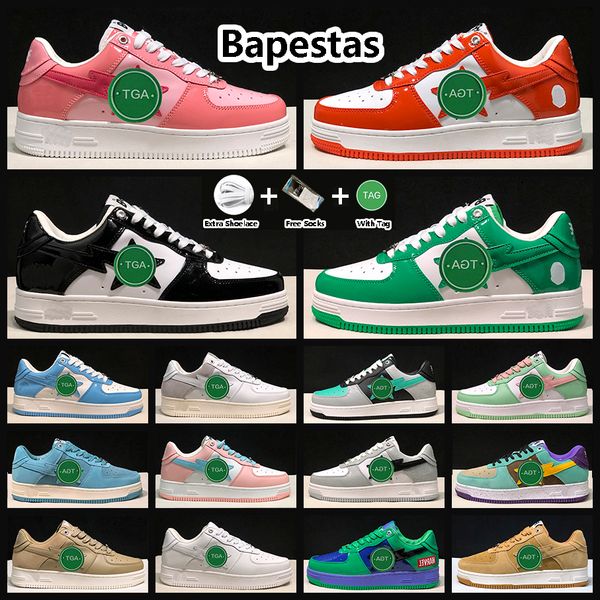 

bapestas running shoes baped platform shoe sta black white blue orange green pink beige suede black blue camo combo red jjjjound sneakers fo