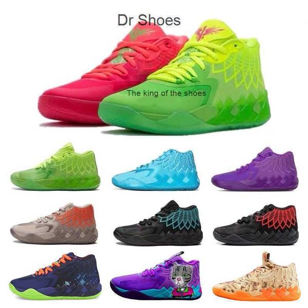 

mbboys lamelo ball mb1 rick morty running shoes for sale blue purple mens womens kids sport shoe trainner sneakers us4.5-us12, Black