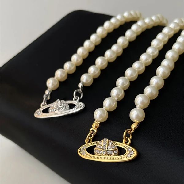 

pendant necklaces women gift silver pearl chain diy necklace rhinestone orbit planet bracelet jewelry