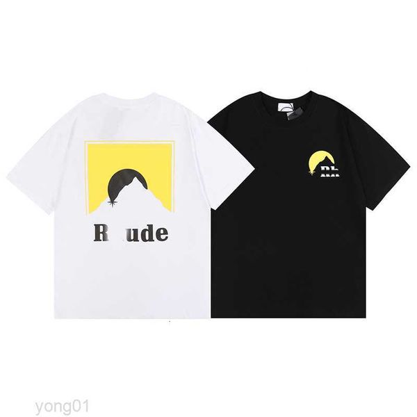 

rhudes men's t-shirts women designers tees apparel man s chest letter shirt luxurys clothing street shorts sleeve clothes bur tshirts, White;black