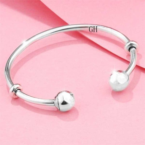 

fashion design jewelry panjiadiy sterling silver s925 paired with beads and jewelry removable opening smooth face bracelet, Black