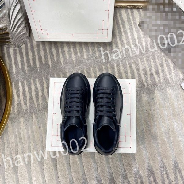 

new excellent sneakers men women shoes genuine designer shoes leather trainer fashion sports platform, Black