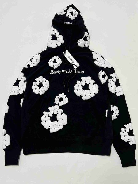 

sweatshirts men's hoodies falection mens readymade denim tears flower puff printed distressed hoodie sweatshirt men pullover0ul6, Black