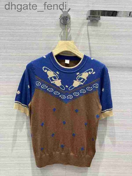 

women's sweaters designerwomen's 2023 spring summer o neck short sleeve high end jacquard pullovers designer knits & tees 0202-4 7, White;black